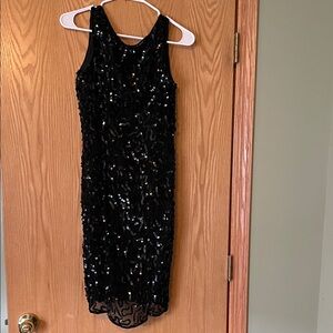 Black Sequin Midi Dress